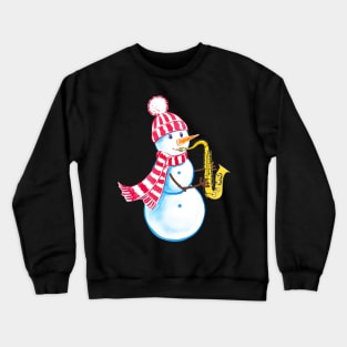 Saxophone Snowman Funny Musical Instrument Crewneck Sweatshirt